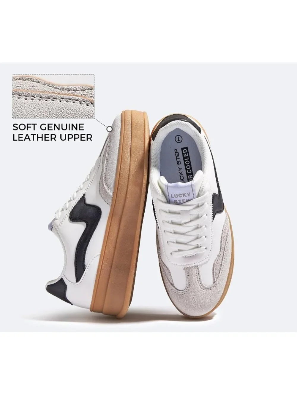 🆕Women's White Black Platform Fashion Sneakers Thick Sole Casual Walking Shoes